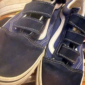 Vans Women's Navy and White Velcro Athletic Sneakers